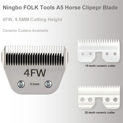 9.5mm Wide A5 Horse Clipper Blade with 36% Wider Cutting Surface and Stainless or Ceramic Cutter for Full Body Clipping