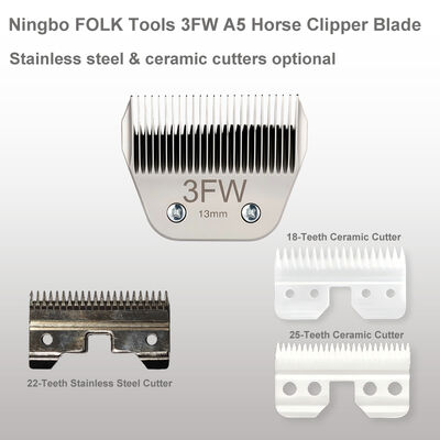 A5 3FW Horse Clipper Blade 13mm Cutting Height Wide Blade Ceramic Or Stainless Cutter for Horse Clippers