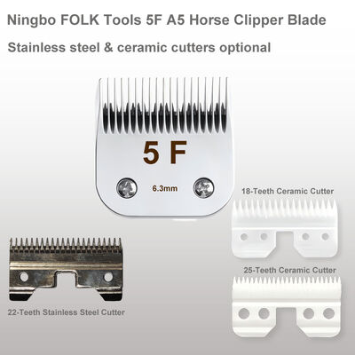 5F A5 Horse Clipper Blade 6.3mm Cutting Height Ceramic Or Steel Cutter for Horse Hair Trimming
