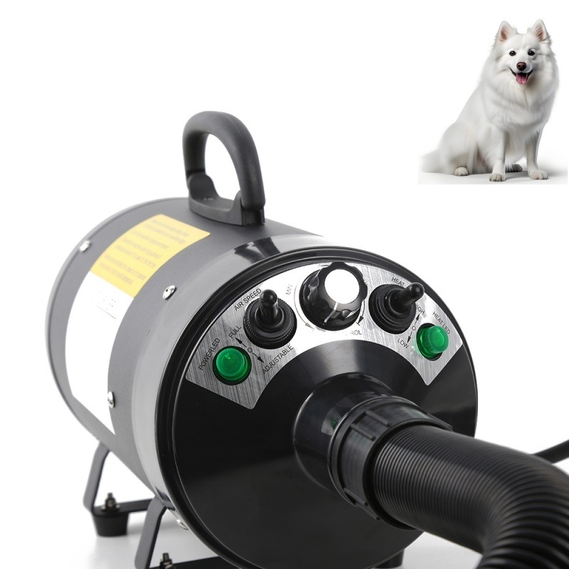 Professional 110V/220V Dog Blow Dryer with Adjustable Temperature and 4 Nozzles for Pet Hair Care
