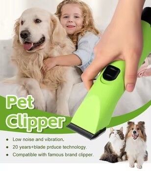 Low Noise Cordless Animal Hair Clipper with Replaceable Battery for Professional Pet Grooming